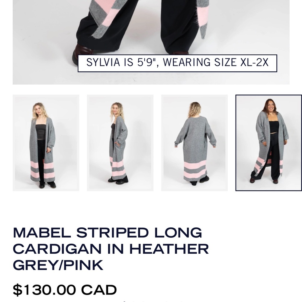 Smash + Tess Heather Gray and Pink Striped Cardigan
